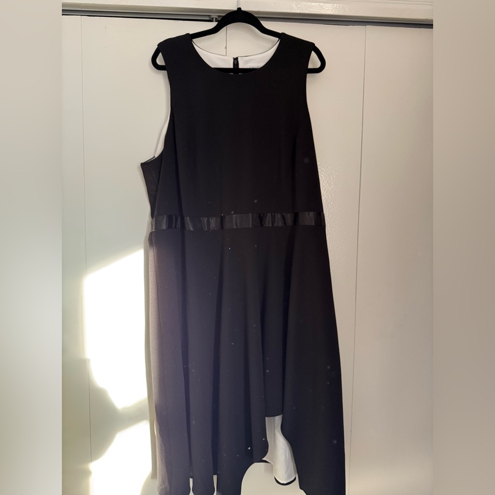NWT Elegant Black Sleeveless Calvin Klein Dress with asymmetrical bottom